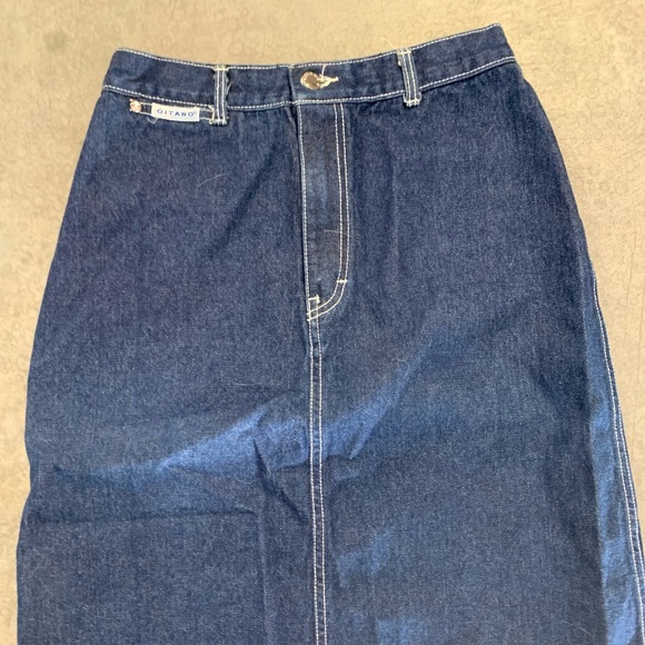 Vintage 80s Gitano Dark Denim Long Midi Jean Pencil Skirt M - Picture 5 of 11
